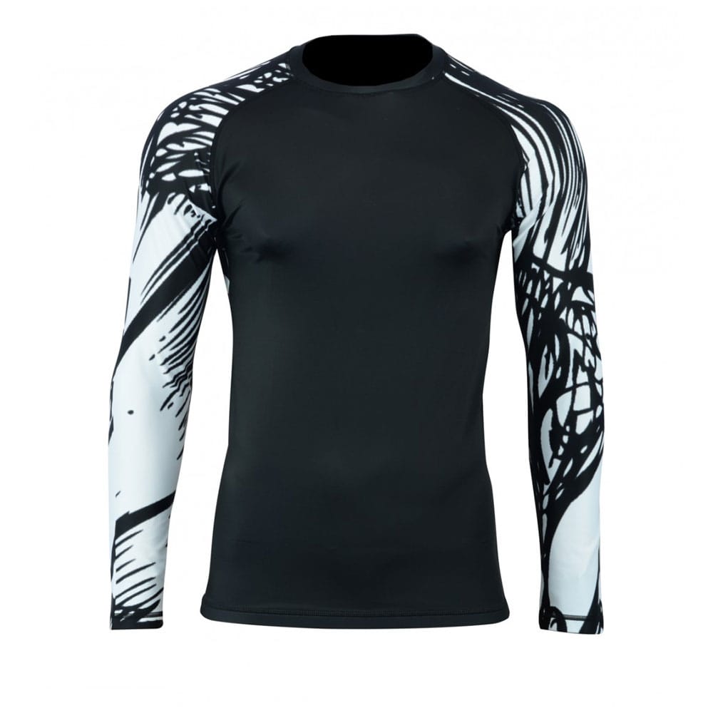 Rash Guard Shirt Unisex Black White