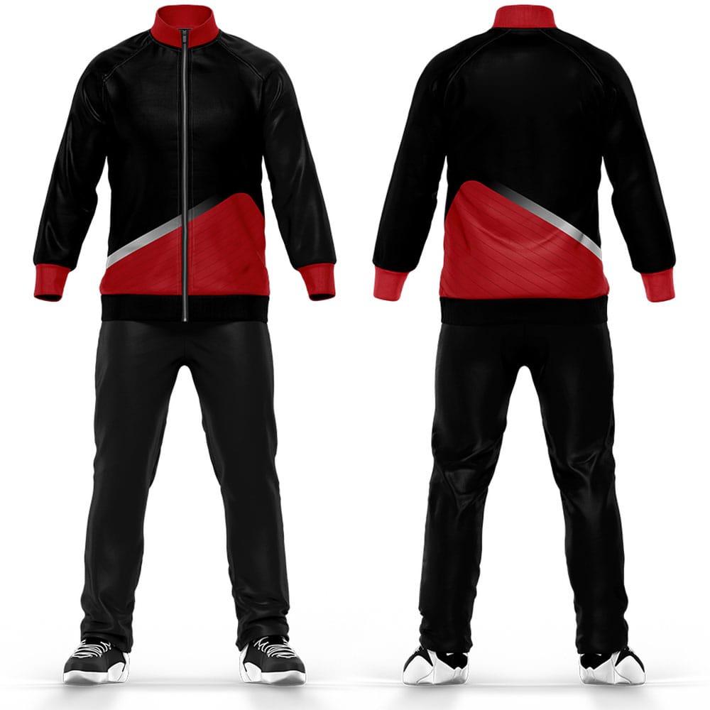Fashion Custom Plain Black Red Track Suit
